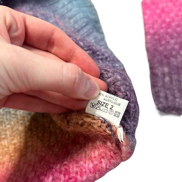 Anna Kay Cardigan Multicolor Ombre Embellished Buttons Wool Blend Size 2 - Picture 4 of 11